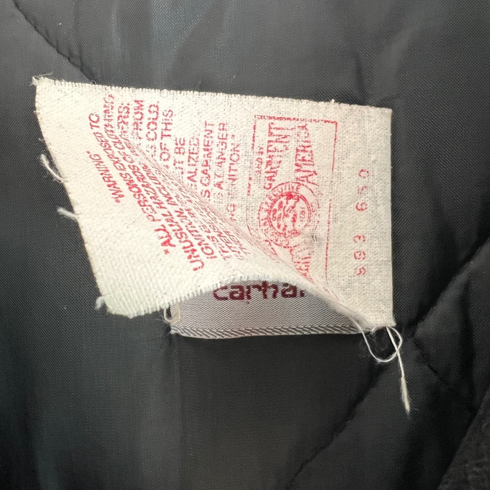 Vintage Carhartt Jacket USA Made Black CQ385 L 90s Hooded Chore Detroit Siberian - Picture 11 of 11